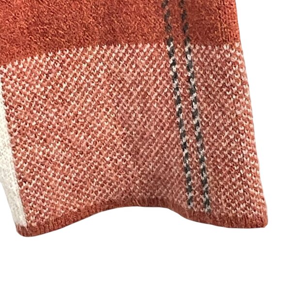 Rachel Zoe Plaid Mock Neck Sweater Rust Ivory Long Sleeve Women’s Medium Twee - Picture 7 of 12